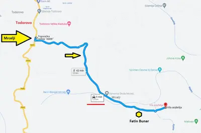 a map of the trekking route to death island at Vila Anđelija in Velika Kladuša