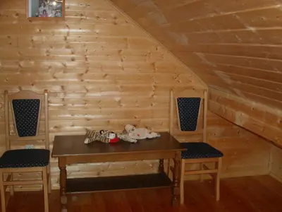 a wooden room with a table and two chairs at Apartments Marevic in Kupres