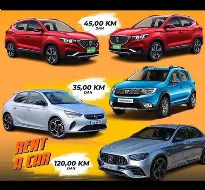 a group of four different cars on a poster at Best Location - Heart Of Tuzla in Tuzla