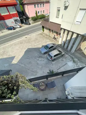 an aerial view of a car parked in a parking lot at Motel Liberta in Jajce