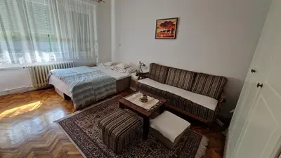 a living room with a bed and a couch at TUZLA ViVa 2 in Tuzla