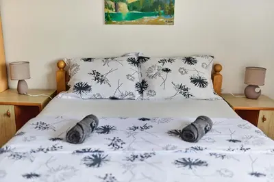 a bed with two pillows on top of it at Guest house Al Meri in Travnik