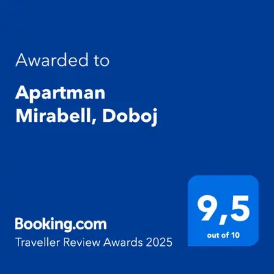 a blue text box with the words explained to aprilann mirfield do at Apartman Mirabell, Doboj in Doboj