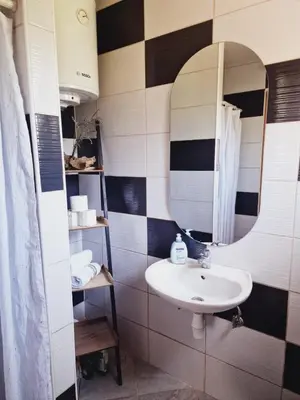 a bathroom with a sink and a mirror at Kuca za odmor Šušnjar in Ripač