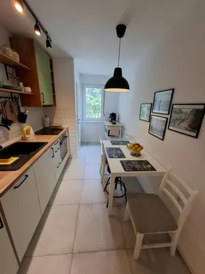 a kitchen with a table and chairs and a sink at Babalina's Place in Bihać