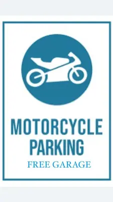 a sign that says motorcycle parking with a pair of scissors at Apartment Andrej in Tomislavgrad