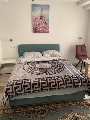 a bedroom with a bed and a painting on the wall at Exclusive apartments Visoko 2022 in Visoko