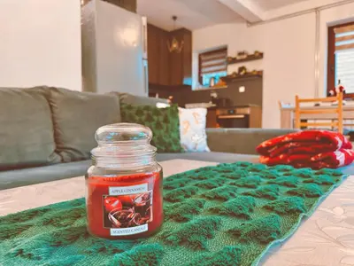 a jar of tomato sauce sitting on a table at Villa 