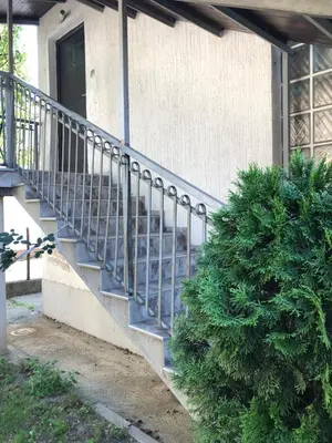 a metal staircase in front of a house with a bush at Paradise in Bihać