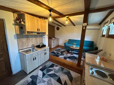 a kitchen with a sink and a couch in a room at RELAX HOME Visoko in Visoko