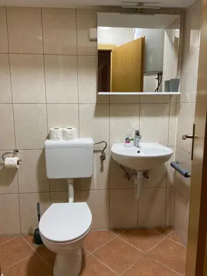 a bathroom with a toilet and a sink at Apartman City in Livno