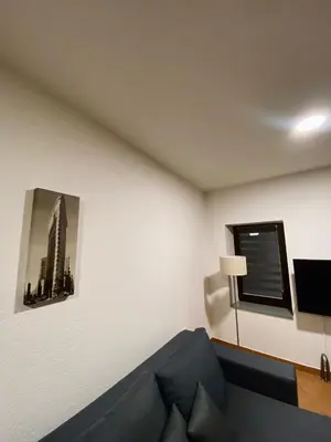 a living room with a couch and a picture on the wall at Apartman City in Livno