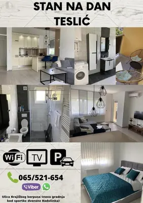 a collage of photos of a living room and a kitchen at Slijepcevic in Teslić