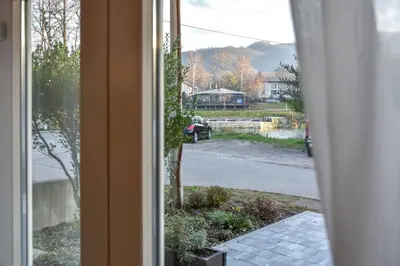 a view of a street from a window at Apartment Studenac in Banja Luka