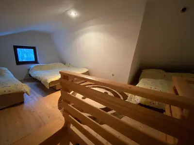a bedroom with two beds and a window at Sandy Vlašić in Vlasic