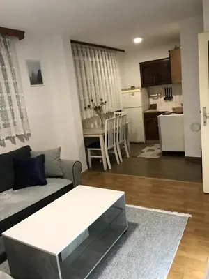 a living room with a couch and a table at Apartman/Stan na dan Teslić in Teslić