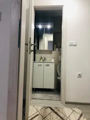 a bathroom with a sink and a toilet at Mini apartman Smile Travnik in Travnik