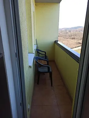 two chairs sitting in a hallway with a window at Apartman MM , Banja Luka, Wi-Fi free,parking free in Banja Luka