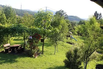 a park with a picnic table in a field with trees at Dreamhouse Bosnia in Visoko