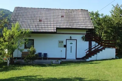 a small white house with a red roof at Dreamhouse Bosnia in Visoko