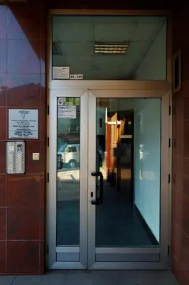 an entrance to a building with a revolving door at Elegant Visoko in Visoko