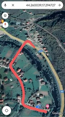 a map of a road with a red line at Apartman Amina-Ahmad Vinac-Jajce in Jajce