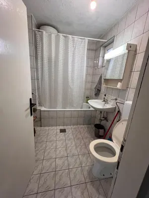 a bathroom with a toilet and a sink at Babici 3 in Hiseti