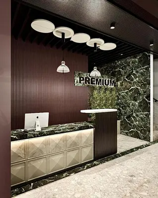 a lobby with a reception desk in a building at Hotel Premium in Jajce
