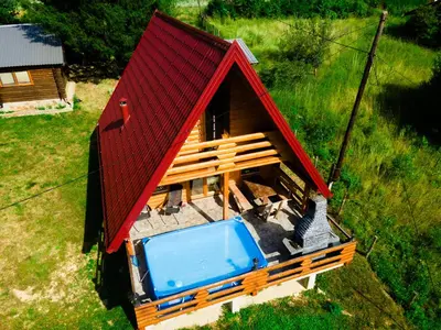 an overhead view of a dog house with a pool at Peace of mind in Visoko