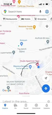 a screenshot of the google maps app at Studio apartman NINA in Bihać