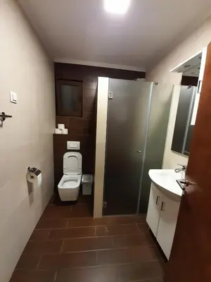 a small bathroom with a toilet and a sink at Apartman Milekic in Mrkonjić Grad
