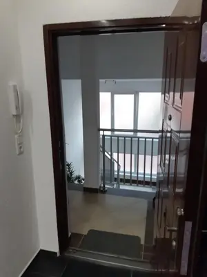 a view from the door of a room with a balcony at apartman Dani in Derventa