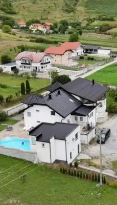 an aerial view of a large house with a yard at Villa Sami in Bihać