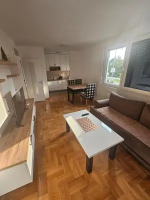 a living room with a couch and a table at Zidart lux in Pištelići