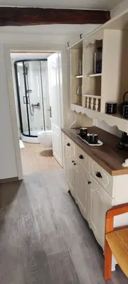 a kitchen with a sink and a toilet in a bathroom at Begova kuća-Velika Kladuša in Velika Kladuša