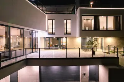 a view of a building at night at Villa Wineyard - VinoGrad in Banja Luka