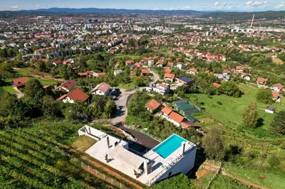 an aerial view of a house in a vineyard at Villa Wineyard - VinoGrad in Banja Luka