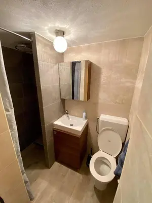 a small bathroom with a toilet and a sink at Vikend na Ozrenu in Bosansko Petrovo Selo