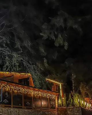 a painting of a building with lights on it at Vila Bašić Vlašić Apartman MEDO in Vlasic