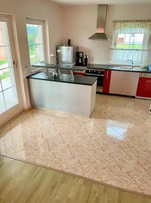 a kitchen with a sink and a counter top at Villa TeslaS in Velika Kladuša