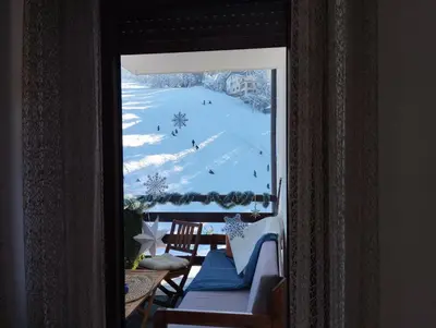 a view from a window of a ski slope at Apartman Royal Vlašić in Vlasic