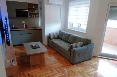 a living room with a couch and a table at Apartments Hana City Center in Livno