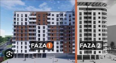 a rendering of a tall apartment building with a fasa sign at Apartman 52 in Doboj