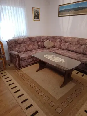 a living room with a couch and a coffee table at Barun apartman in Lusnić