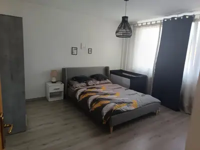 a bedroom with a bed in a room at Enjoy traveling in Tuzla