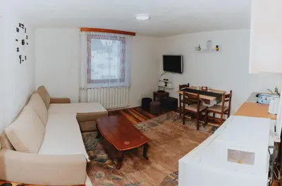 a living room with a couch and a table at Apartments Kiki Vlašić in Vlasic
