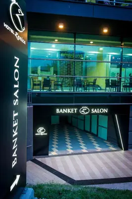 a building with a sign that reads bankett salon at Hotel Zenica in Zenica