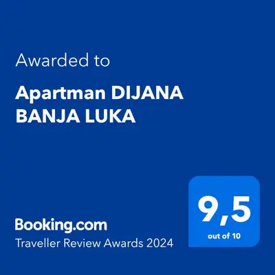 a screenshot of a phone with the text awarded to aprilanan dharma banana at Apartman DIJANA BANJA LUKA in Banja Luka