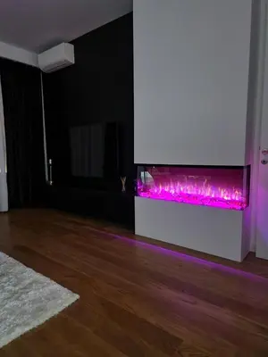 a living room with a large tv on a wall at TOMAS LUX APARTMENTS in Banja Luka