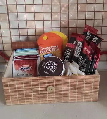 a basket filled with different types of food at Apartman Isidora in Banja Luka